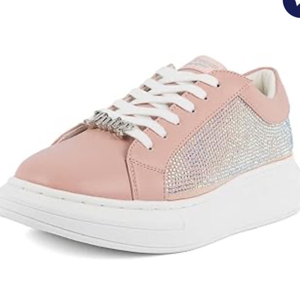 Juicy Couture Dorothy Pink Silver Y2K Rhinestone Classic Lace Up Sneakers Size 7
